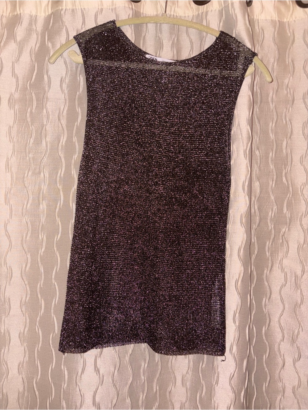 Zara Sparkly Sheer Black and Silver Shirt